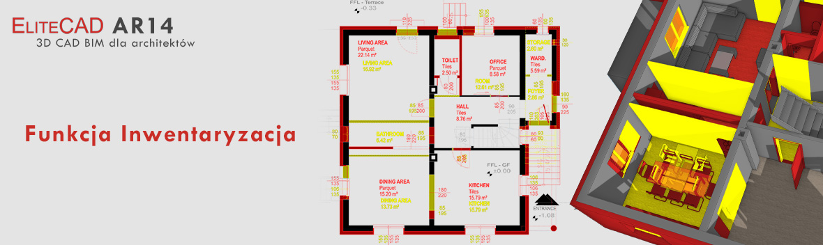 Funkcja Inwentaryzacja – Rozbudowa domu jednorodzinnego w EliteCAD AR14